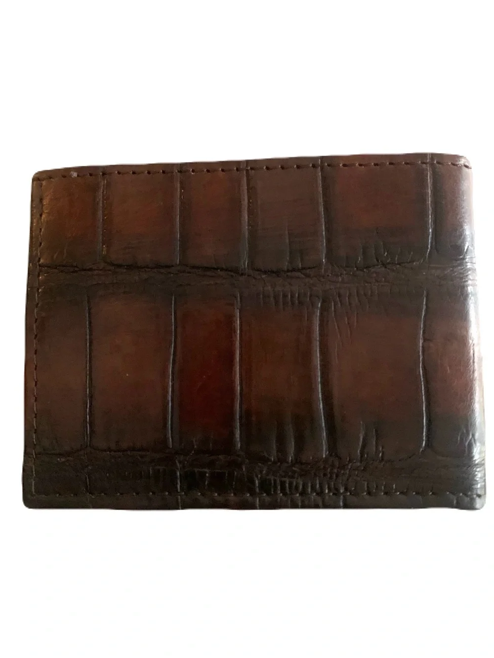 Made in the USA Brown Matte Genuine Alligator Leather Lined Slim Fold Wallet